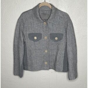 Benatra Blazer Womens Medium Wool Blend Button Career Minimalist Jacket Crop